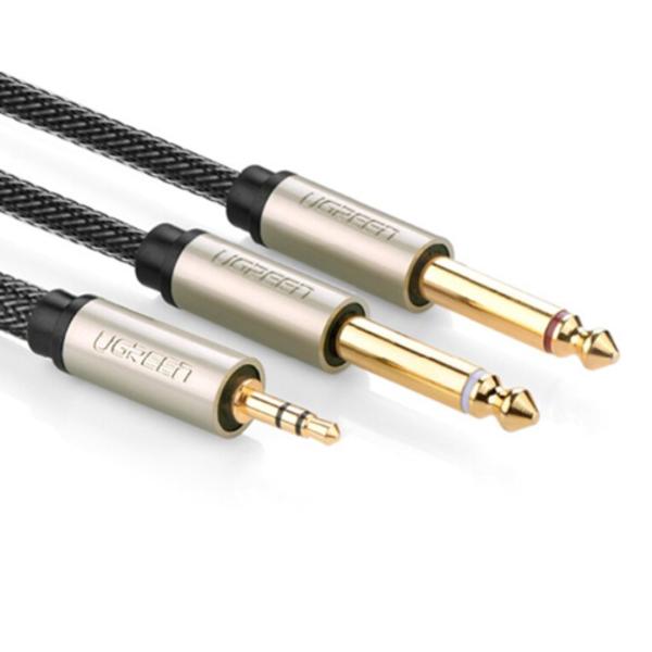 CABLE 3.5MM TRS MACHO A 2 6.35MM TS MACHO AV126 10619 UGREEN 5M GRIS