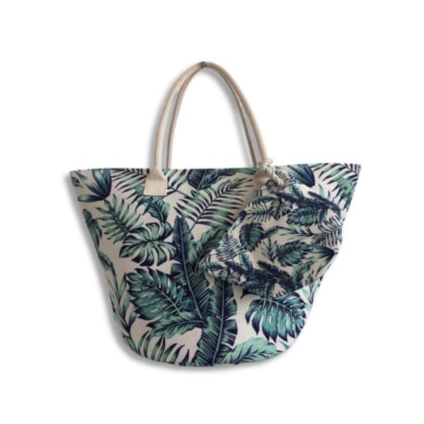 Bolso Playero Hojas Verdes  Hf19288-2