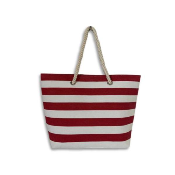 Bolso Playero Rayas Rojo Hf20556-2
