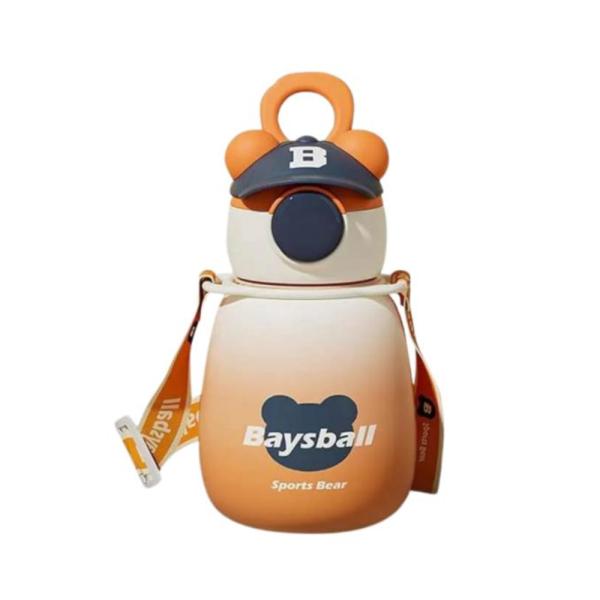 Botella Diseño Oso Con Gorra Naranja