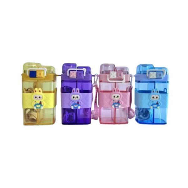 Botella Infantil Doble 600Ml Modelo A1109-3 Con Diseño Labubu Lila
