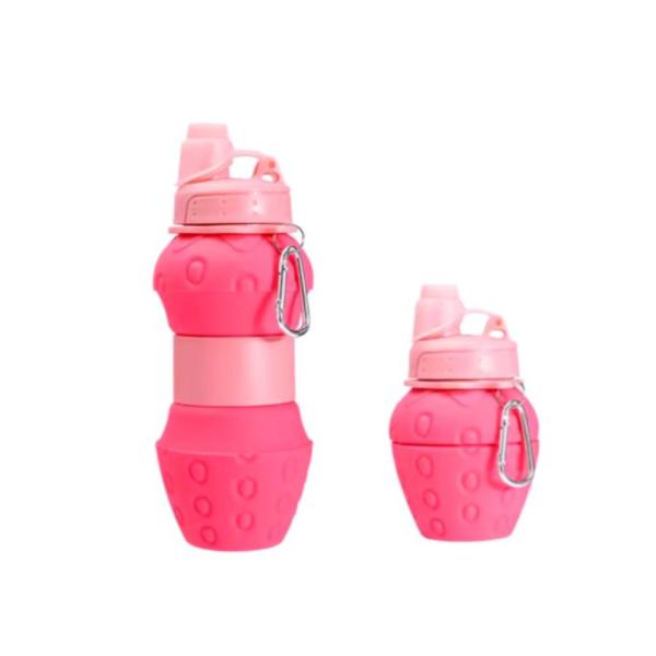 Botella Plegable Diseño Fresa Rosado