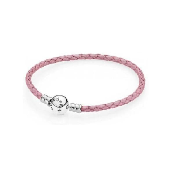 Brazalete Cuero Doble Pandora Rosado