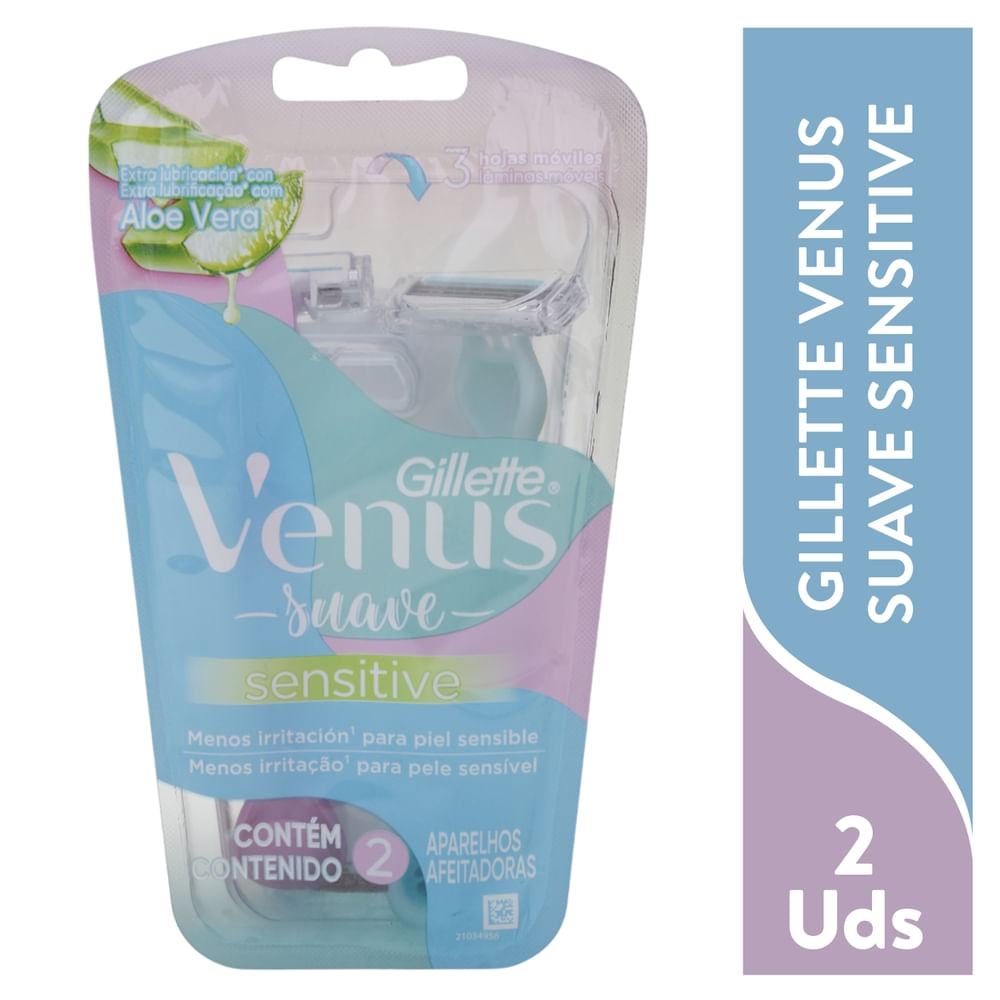 Rasuradora Para Mujer Gillette Venus Suave Sensitive, Piel Sensible 2 Uds
