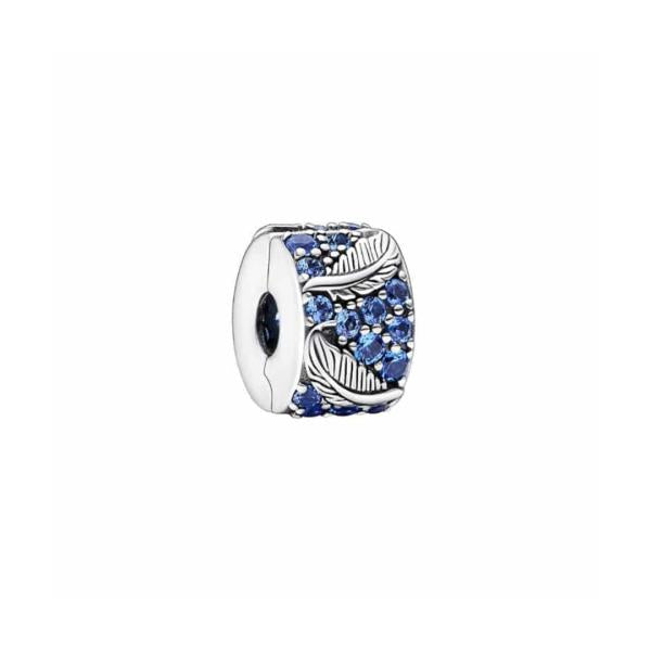 Charm Clip Pluma Curva Circonias Azules  Pandora Ch03