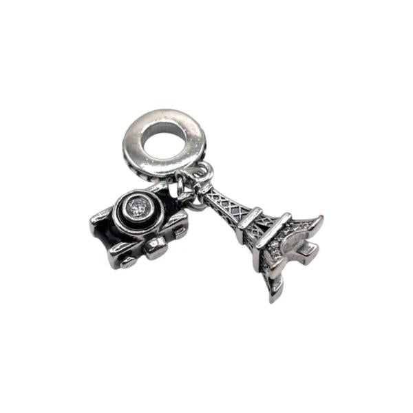 Charm Colgante Doble Torre Eiffel Y Camara Pandora Ch01