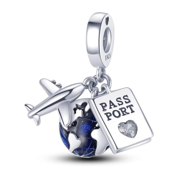 Charm Colgante Triple Mundo/Avion/Pasaporte  Pandora
