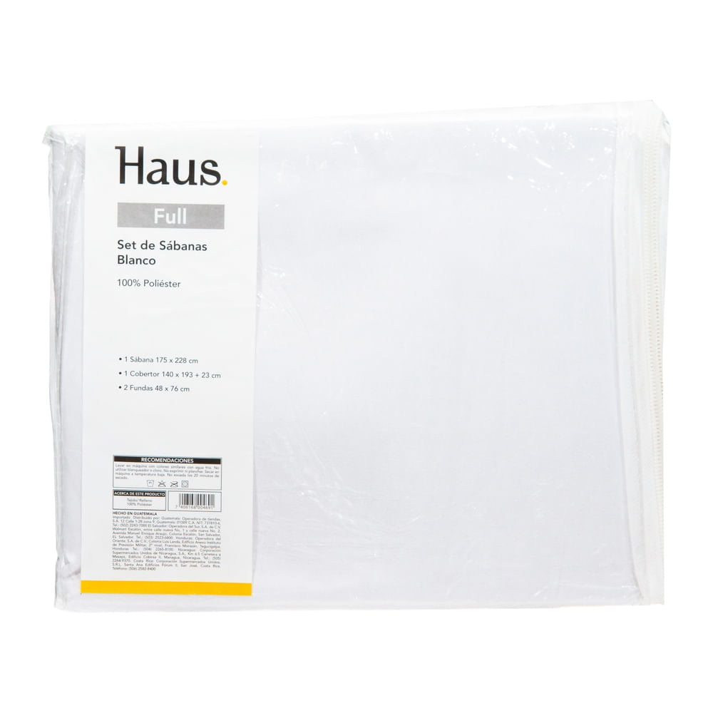 Set De Sábanas Haus Color Blanco Tamaño Matrimonial