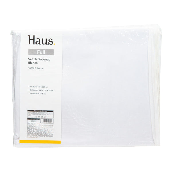 Set De Sábanas Haus Color Blanco Tamaño Matrimonial