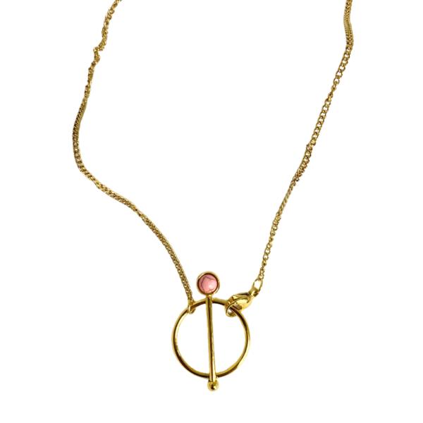 Collar De Acero Diseño Dorado/Rosado
