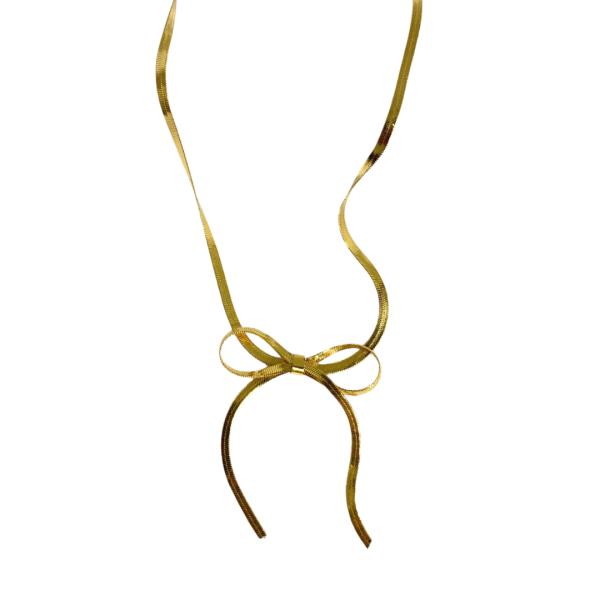 Collar De Acero Diseño Lazo Dorado