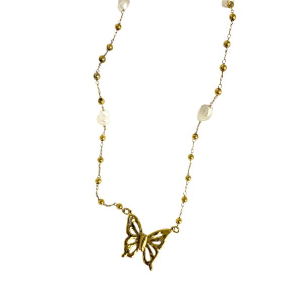 Collar De Acero Diseño Mariposa Dorado