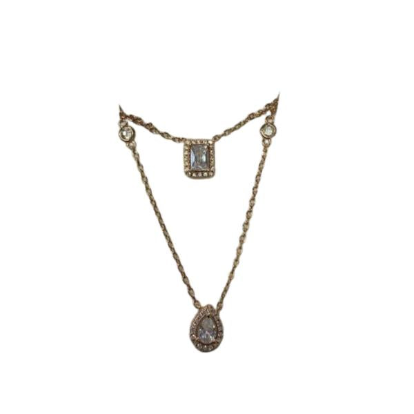 Collar DE Acero Diseño Perlas Candado Dorado