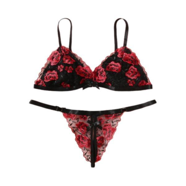 Conjunto Lenceria  Yummy Modelo Ymyd171110 Negro/Rojo S