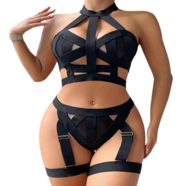 Conjunto Lenceria Yummy Modelo Ymyy323040 Negro Xl