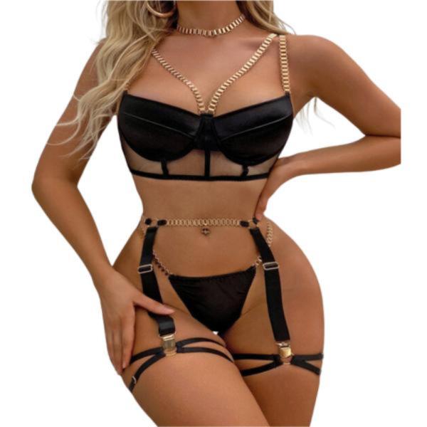 Conjunto Lenceria Yummy Modelo Ymyy323273 Negro L