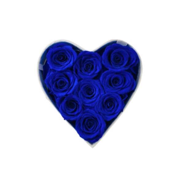 Corazon De Rosas Real  Preservada  S Azul