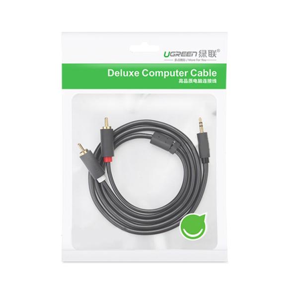 CABLE 3.5MM MACHO A 2 RCA MACHO AV102 10511 UGREEN 1.5M GRIS