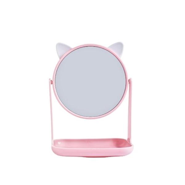 Espejo Circular Diseño Orejitas De Gato Rosado