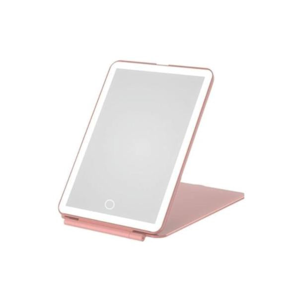 Espejo Plegable Con Luz Led Rosado
