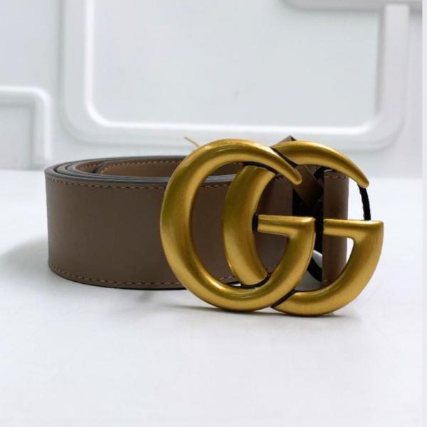 Faja Marca Gucci Hebilla Dorada Iniciales Gg Grande Beige