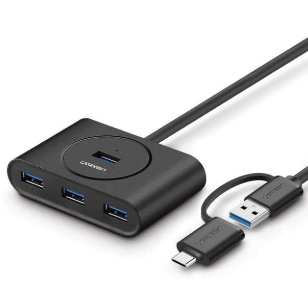 HUB USB TIPO A CON ADAPTADOR TIPO C 40850 UGREEN NEGRO