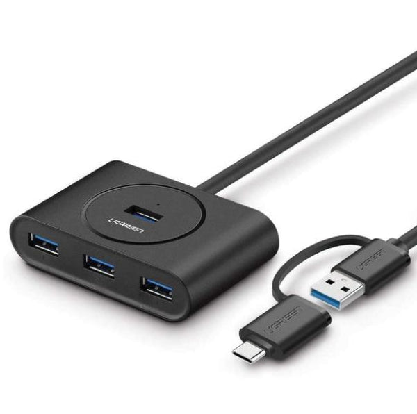 HUB USB TIPO A CON ADAPTADOR TIPO C 40850 UGREEN NEGRO