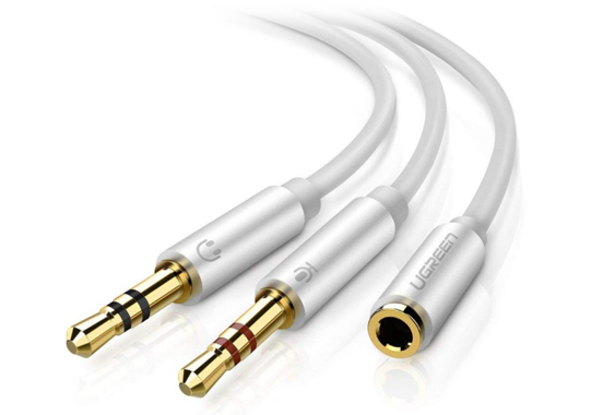 Cable 3.5MM 2 Machos A 1 3.5MM Hembra AV140 20897 Ugreen Blanco