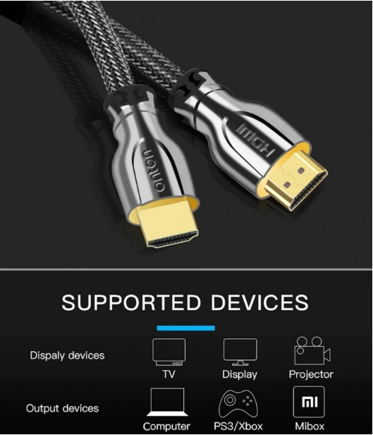 CABLE HDMI TIPO A MACHO A MACHO OTN-8307 ONTEN 5M NEGRO