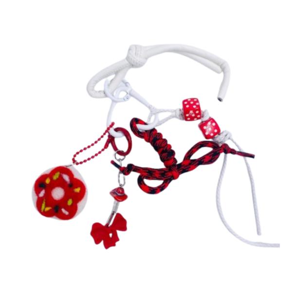 Llavero Chunky Con Charm De Lazo Rojo