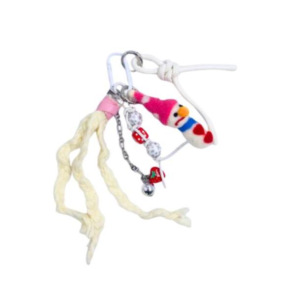 Llavero Chunky Con Charm De Muñeco Nieve