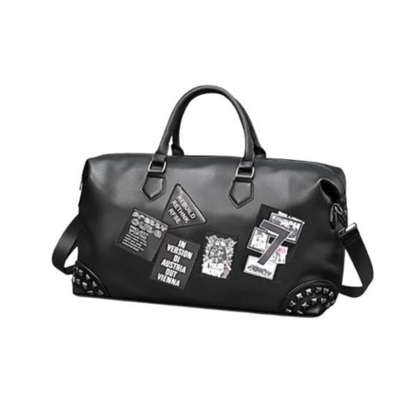 Maletin Cuero Diseño Rockero Modelo 14082 Coteci Negro