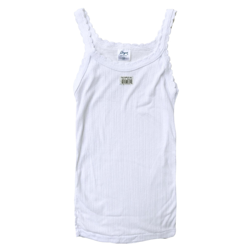 Camiseta Reyco Color Blanco De Tirantes, Para Niña - Talla 10