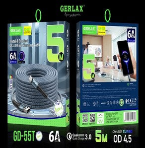 Cable Usb Lightning GD-55L Gerlax 5M Negro 5M Negro