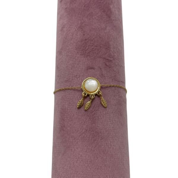 Pulsera  De Acero Diseño Plumas Dorado