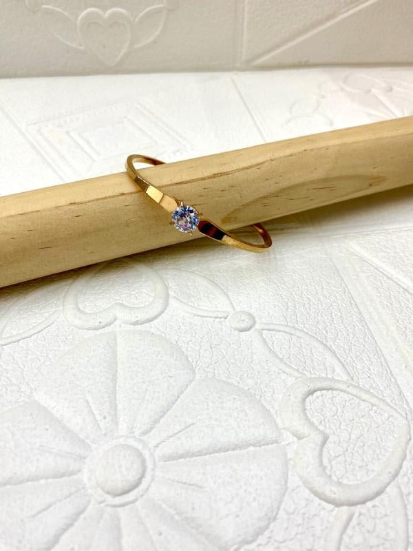 Pulsera De Acero Rigida Diseño Perla Grande Oro Rosa