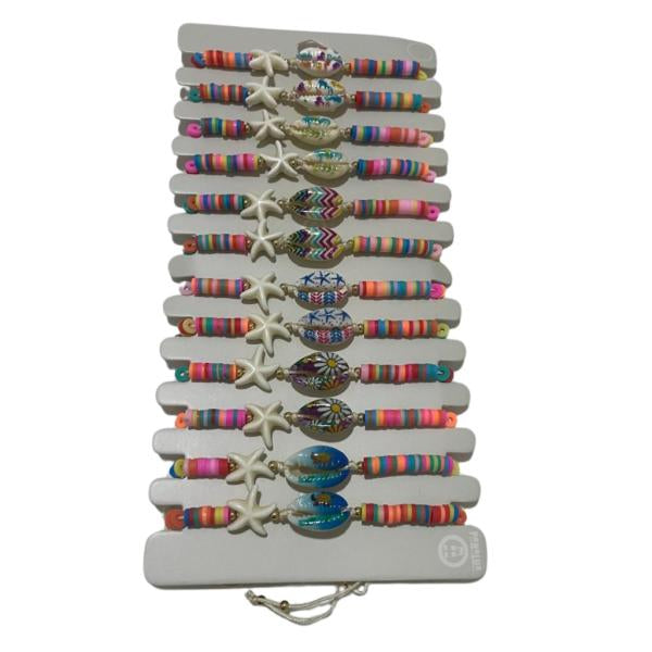 Pulsera De Hilo Diseño Concha De Colores Modelo Hn1165