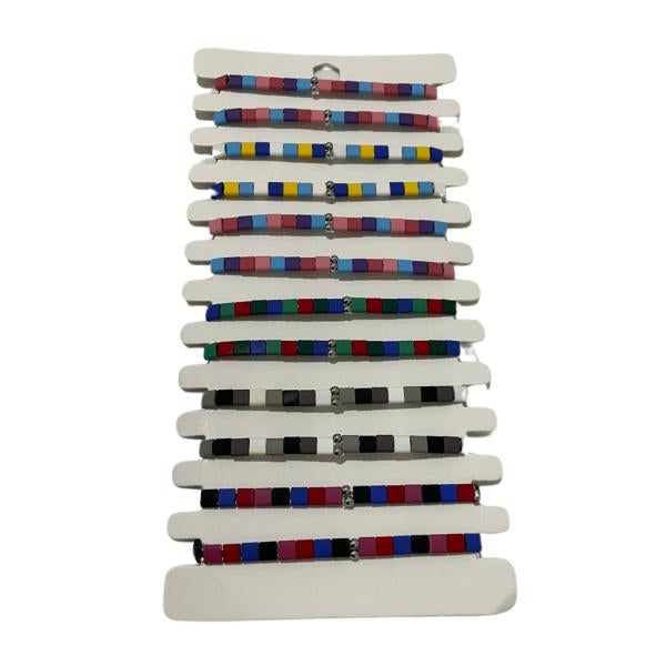 Pulsera De Hilo Diseño Cuadritos De Colores Modelo Hn1377