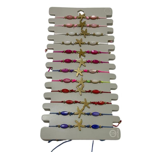 Pulsera De Hilo Diseño Estrella De Mar Dorada Modelo Hn1440