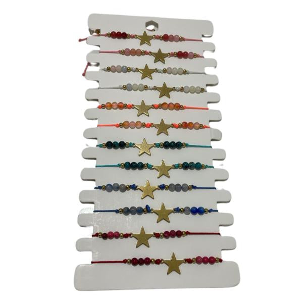 Pulsera De Hilo Diseño Estrella Y Abalorios Modelo Hn1461