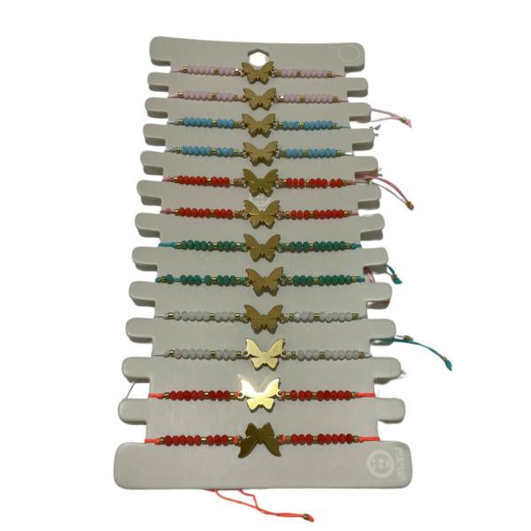 Pulsera De Hilo Diseño Mariposa Dorada Modelo Hn1434