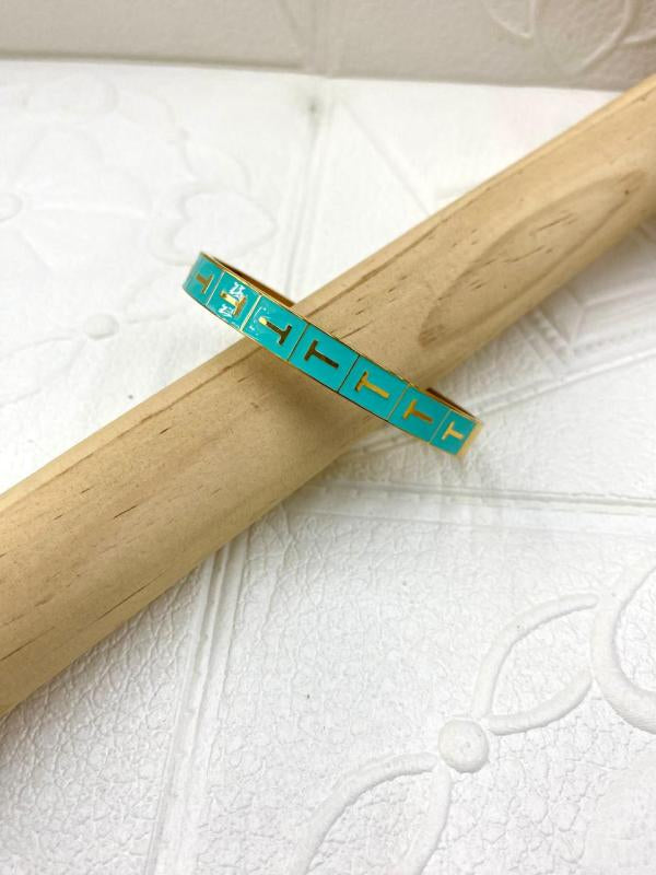 Pulsera Dorada De De Acero Rigida Tiffany & Co Diseño Verde Menta