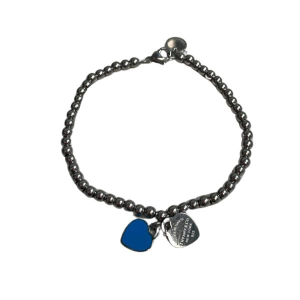 Pulsera Plateada Tiffanny & Co Diseño Corazon Azul