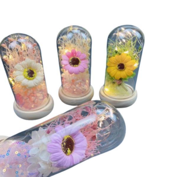 Rosa De Jabon Preservaba En Domo Modelo 1199-4 Rosado