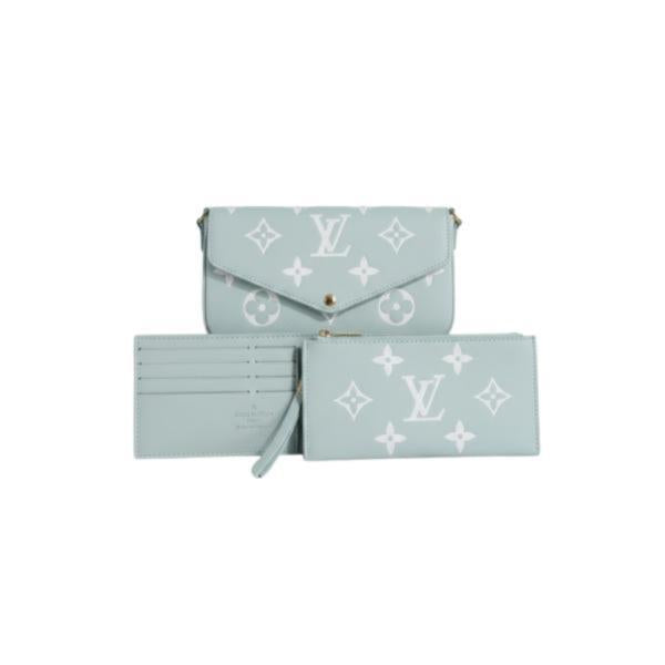 Set De Billetera 3 Piezas Para Dama  Diseño Louis Vuitton Celeste