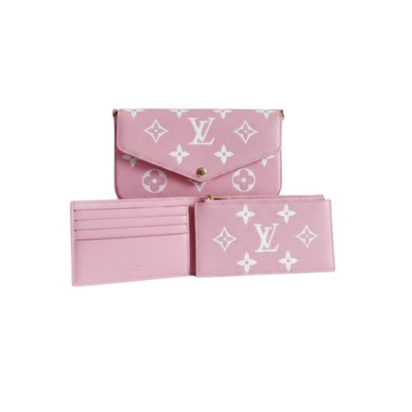 Set De Billetera 3 Piezas Para Dama  Diseño Louis Vuitton Rosado