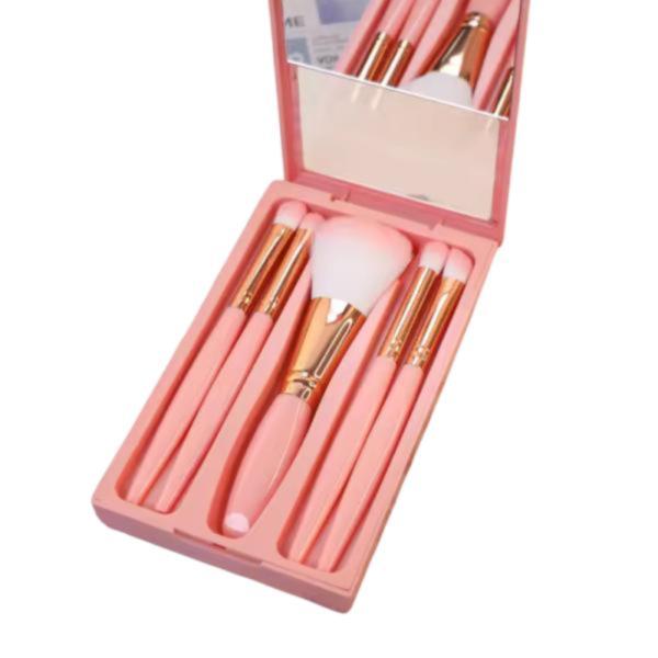Set De Brochas Con Organizador Modelo Sl-28714-9 Rosado