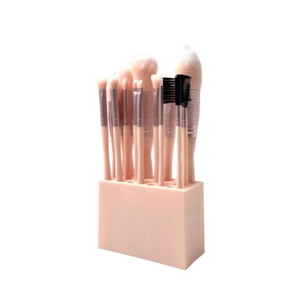 Set De Brochas Con Organizador Modelo Sl-28714-11 Rosado Claro