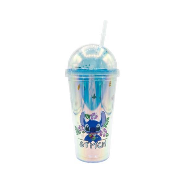 Vaso Infantil 450Ml Modelo X-154 Con Diseño Stitch Celeste/Tornasol
