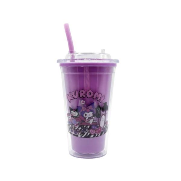 Vaso Infantil 450Ml Modelo X-301 Con Diseño Personajes Sanrio Kuromi/Morado